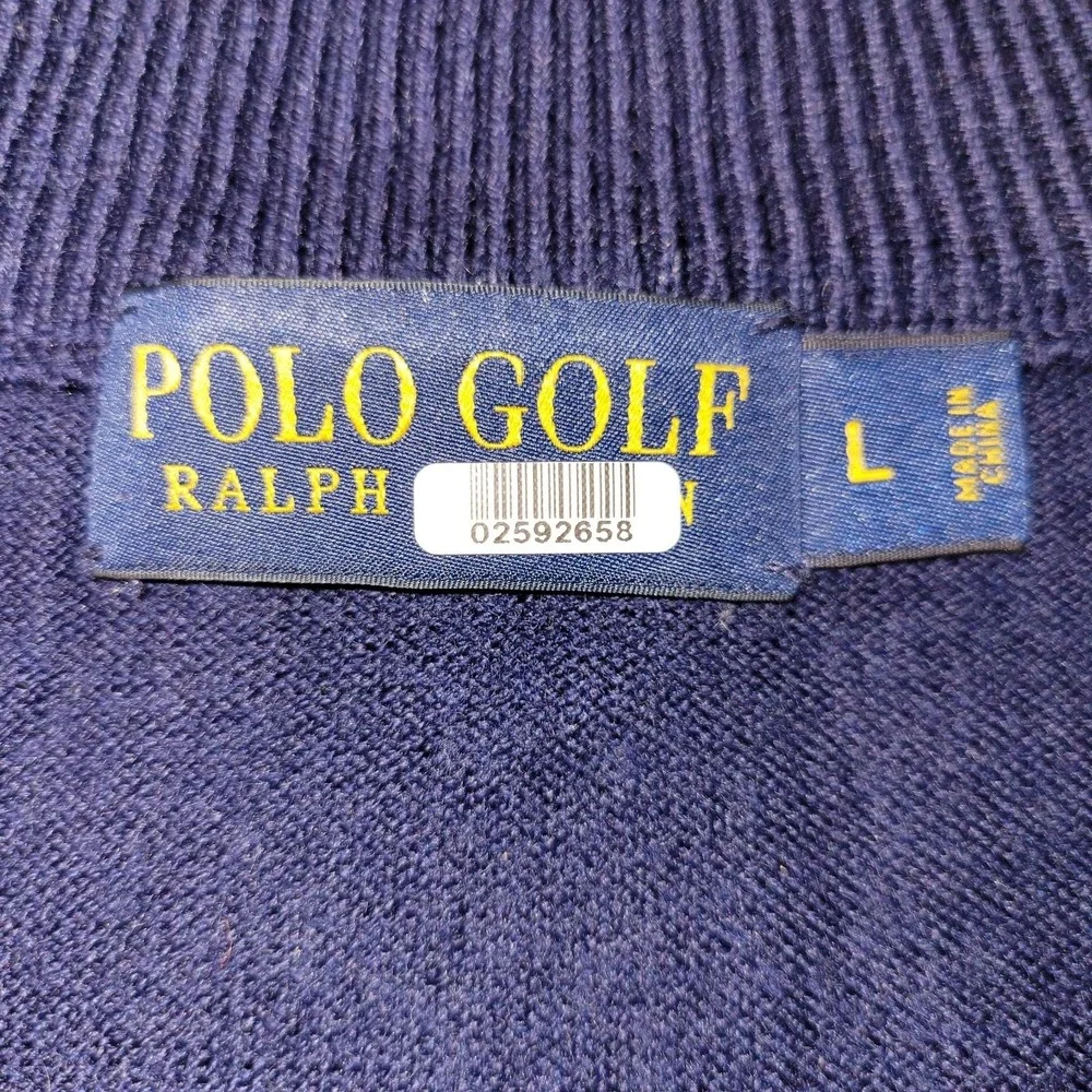 Polo Ralph Lauren Golf Sweater Men's Size Large Blue Merino‎ Wool PGA 1/4 Zip